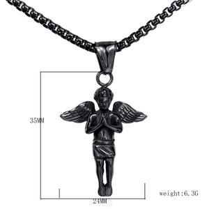 Spécifications de taille pour le collier pendentif ange noir, dimensions 35mm sur 24mm