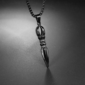 Retro black gold-plated Vajra cylinder pendant with matching bead chain for men