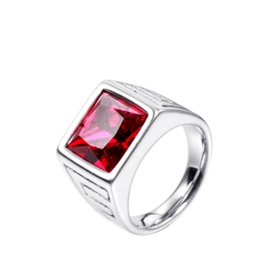 Bague pour Homme en Acier Inoxydable avec Strass Carré Chevalière Gravure Géométrique Bijoux de Mode de Luxe