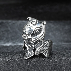 Bague masque de guerrier pharaon punk vintage en acier inoxydable pour homme style gothique