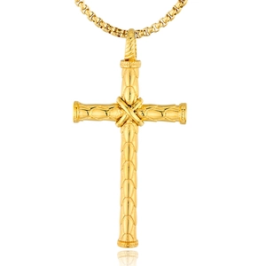 Ciondolo Croce in Acciaio Inossidabile Vintage Solo per Uomo Trama a Squame di Serpente Gotico Accessorio Gioielli Religiosi Acciaio Oro Nero