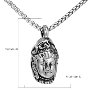Collar con colgante de cabeza de Buda vintage de acero inoxidable para hombres y mujeres