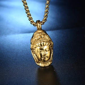 Colgante de Cabeza de Buda de Acero Inoxidable Retro Punk Solo (Sin Cadena) para Hombres Mujeres Joyería Religiosa