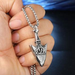 Noorse Viking Odin pijlpunt hanger ketting van vintage staal met box-ketting
