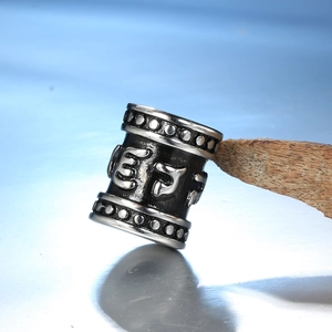 Retro stainless steel Six-Character Mantra bead pendant for Buddhist necklaces