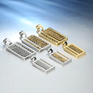 Colgante ábaco minimalista de acero inoxidable con cuentas móviles en tres colores