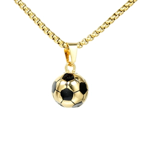 Pendentif Football en Acier Inoxydable Sans Chaîne Forme de Ballon de Foot 3D Accessoire Bijou pour Fans Unisexe