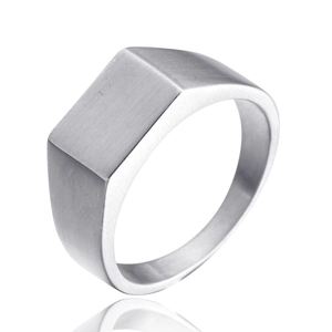 Anello Sigillo in Acciaio al Titanio da Uomo Minimalista Rettangolare Opaco Spazzolato Anello di Moda per Uomo Gioielli