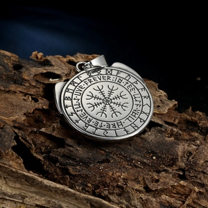 Vintage roestvrijstalen Viking Vegvisir kompas hanger ketting met Noorse runen tekst