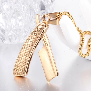 Modische goldene Edelstahl-Rasierer-Halskette mit Box-Kette für Herren im Streetwear-Stil