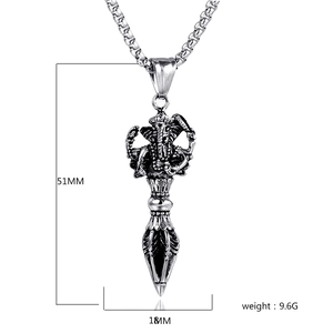 Detail view of vintage stainless steel Ganesha pendant with size dimensions 51mm by 18mm