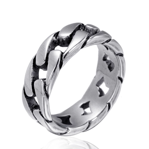 Bague Mailles Cubaines en Acier Inoxydable Punk pour Hommes Femmes Style Hip Hop Bijoux de Mode Accessoire Streetwear
