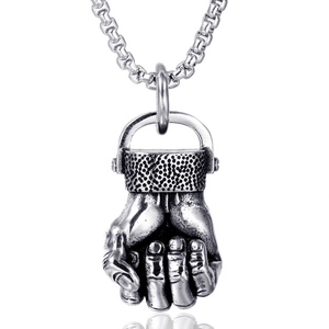Vintage Stainless Steel Fist Pendant Only For Men Punk Hip Hop Hand Gesture Charm Sports Fitness Jewelry Accessory