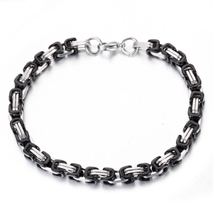 Herrenarmband im byzantinischen Stil aus Titanstahl in Silber und Schwarz mit Verschluss
