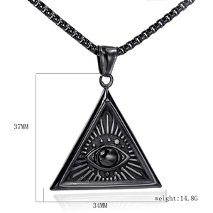 Hip Hop Punk Eye Of Providence Triangle Pendant Only For Men Stainless Steel Religious Mystery All Seeing Eye Pendant Jewelry