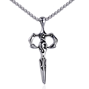 Gothic Edelstahl Dolch Anhänger Halskette mit Vintage-Finish und robuster Box-Kette