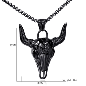 Retro Stainless Steel Longhorn Bull Skull Pendant Only Without Chain For Men Punk Gothic Biker Titanium Steel Accessory Gift