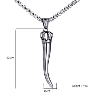 Detailed view of silver chili pendant with crown top showing 50mm height measurement