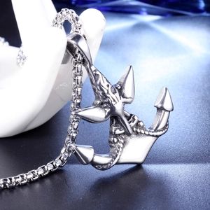 Collana da uomo con ciondolo ad ancora in acciaio inossidabile e catena a maglia