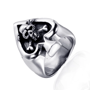 Men's Vintage Stainless Steel Ace Of Spades Skull Ring Gothic Punk Rock Biker Band Ring For Men Jewelry Gift