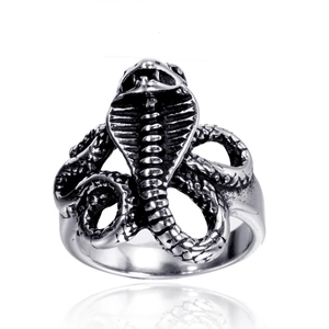 Bague Cobra en Acier Inoxydable Vintage pour Hommes Punk Gothique Serpent Bague de Doigt Bijoux de Motard Bague Personnalisée en Forme d'Animal