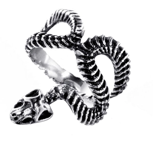 Punk Gothic Snake Skeleton Skull Ring For Men Titanium Steel Vintage Polished Biker Finger Ring Fashion Jewelry Gift