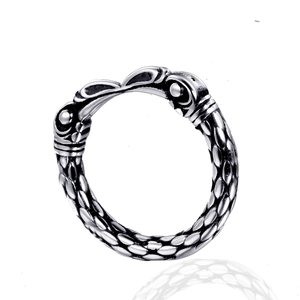 Vintage Punk Stainless Steel Animal Scale Ring Gothic Embossed Mythical Beast Ring For Men Women Hip Hop Party Jewelry Finger Ring