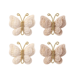 Lot de barrettes papillon en tricot faites à la main en coloris crème et beige doux