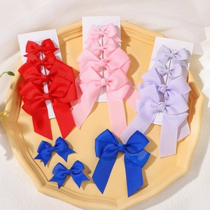 Barrettes à Cheveux avec Nœud en Ruban Double Couche Couleur Unie pour Enfants Épingles à Cheveux en Grosgrain Polyester Doux