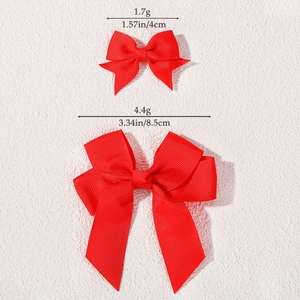 Barrettes à cheveux nœud rouge en ruban gros-grain de deux tailles pour fillettes