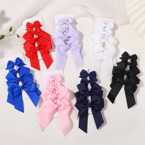 Lot de barrettes à cheveux à double nœud en ruban pour filles en 7 couleurs