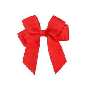 Pince à cheveux nceud papillon rouge en gros-grain à double couche pour enfants