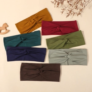 Bandeau Torsadé Élastique pour Femmes Couleur Unie Nylon Nervuré Yoga Sport Bandeau de Cheveux Lavage du Visage