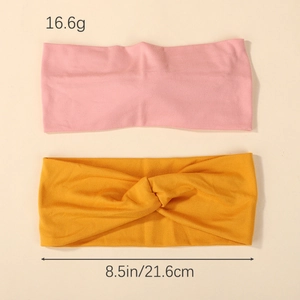 Lot de deux bandeaux de sport élastiques en tissu tricoté rose et jaune croisé