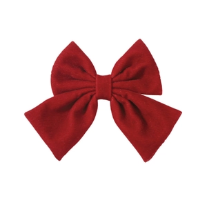 Classic large red velvet bow hair clip for women with minimalist double layer design
