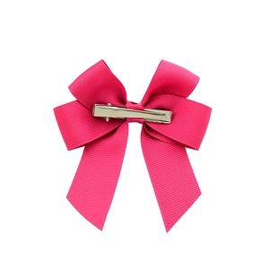 Handmade rose red grosgrain ribbon bow hair clip with silver alligator clip for girls
