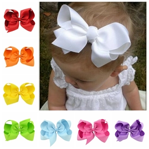 Barrettes Cheveux Nœud en Gros-Grain Fait Main pour Filles Enfants Pinces Croco Accessoires de Cheveux Décoratifs en Polyester