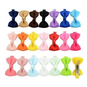 Handmade Grosgrain Ribbon Bow Hair Clips For Kids Girls Mini Alligator Clips Solid Color Hair Accessories Boutique Headwear