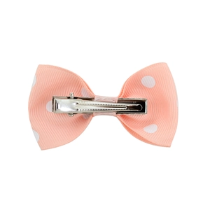 Nœud à pois roses avec pince crocodile en métal argenté pour accessoires cheveux
