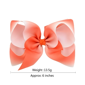 6-inch gradient orange and white grosgrain ribbon hair bow clip for women girls