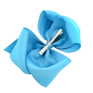 Sky blue grosgrain ribbon unicorn bow hair clip with silver metal alligator clip for girls