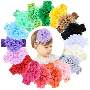 Baby Girl Chiffon Flower Headband Elastic Lace Hair Band Infant Toddler Floral Headwear For Wedding Photography Accessories