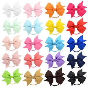Chouchous Nœud Papillon en Ruban Gros-Grain Couleur Unie pour Fillettes Accessoires Cheveux Faits à la Main