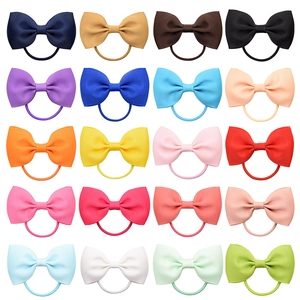 Grosgrain Ribbon Bow Hair Ties Elastic Rubber Band Colorful Solid Color Ponytail Holder For Children Girls Daily Hair Accessories