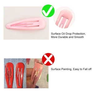 Detail showing smooth oil drop protection finish on durable macaron candy hair clip