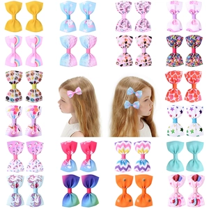 Set di fermagli per capelli unicorno arcobaleno con fiocchi colorati per bambine