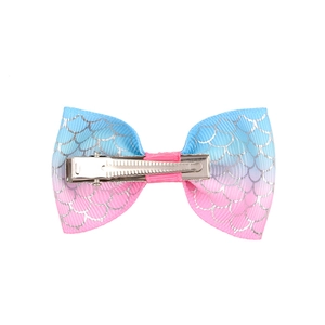 Fiocco per capelli arcobaleno per bambine con scaglie di sirena e clip in metallo