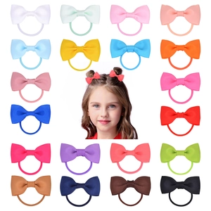Solid Color Bowknot Hair Ties Grosgrain Ribbon Elastic Hair Ropes For Baby Girls Small Sweet Hair Accessories Multi Colors