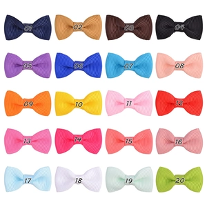 Vue détaillée de 20 couleurs de barrettes à nœuds en gros-grain avec codes couleurs