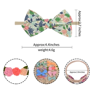 Lot de bandeaux bébé à fleurs avec ruban nylon doux et dimensions de 11x7 cm environ